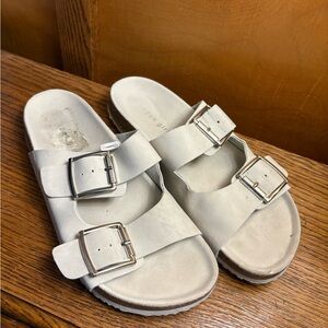 Women's Double Buckle Sandals - Cream